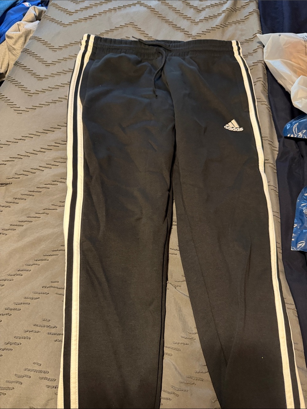 adidas Black Jogger Pants with White Side Stripes